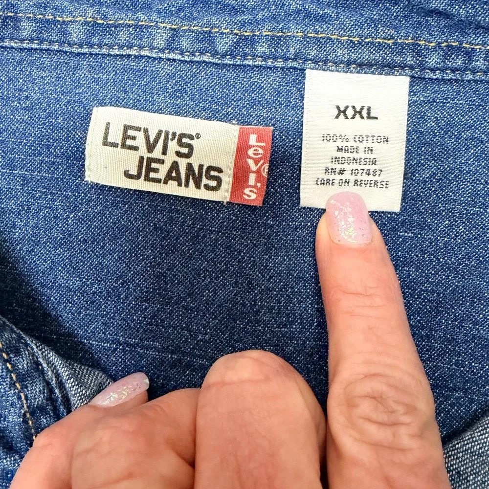 Levi’s Men’s Button Down Thick Jean Shirt-Size XXL
